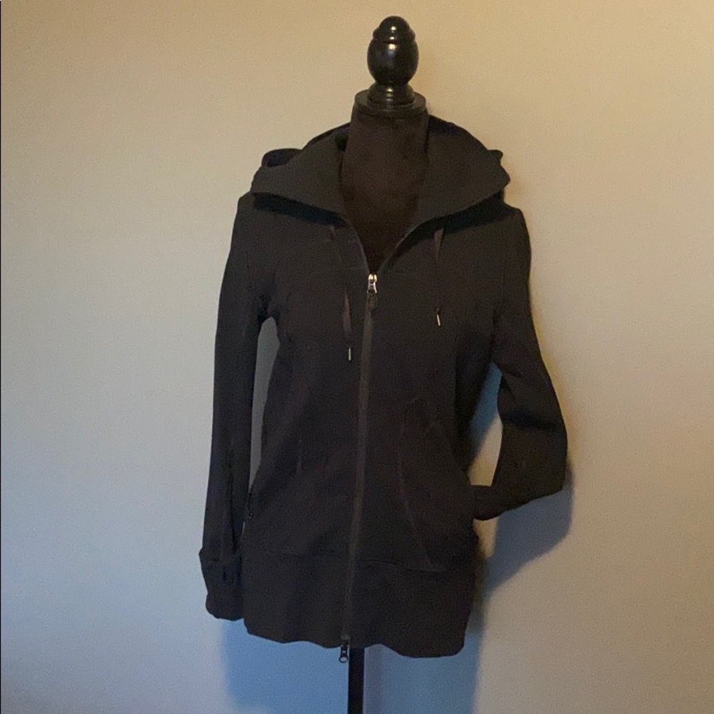 Lulu Lemon black zip up jacket with hood